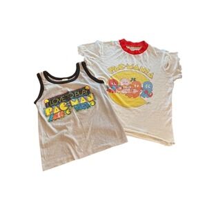 Vintage Pac-Man Baby T-Shirt & Tank Top Bundle Set 1980s Video Game Retro Arcade